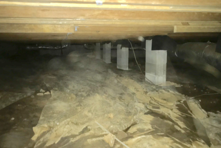 damp crawl space under house that needs encapsulation